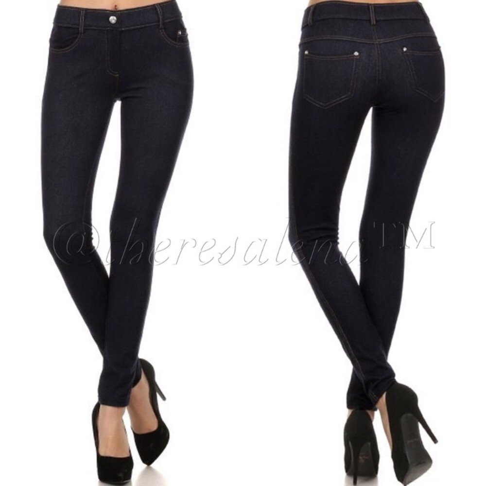SALE! ❤️ The best comfort Dark Wash Denim Feel Stretchy dark wash denim jeggings